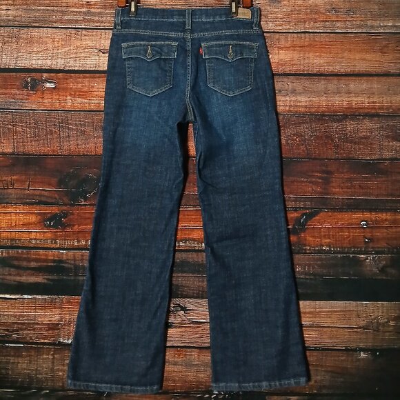 Levis 512 Jeans 10 Petite Perfectly Slimming Boot Cut Dark Wash Blue Denim - Picture 3 of 10